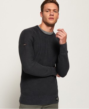 Superdry Garment Dye L.A.Textured Crew Neck Férfi Ugró Fekete | HITOE9143